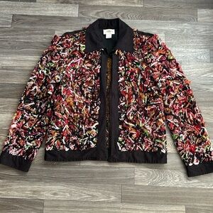 Vintage Sandy Starkman Colorful Textured Cotton Open Front Jacket - Medium